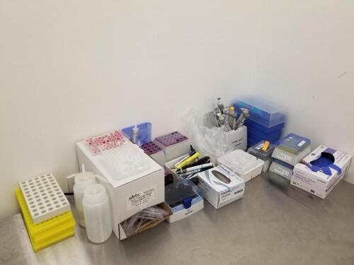 LOT OF MISCALLANEOUS LAB HAND PIECES, LAB MATERIALS