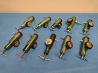 BIN OF BRASS SLEEVED 50 PSI O2 REGULATORS