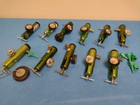 BIN OF BRASS SLEEVED 50 PSI O2 REGULATORS