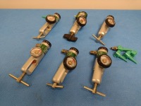 BIN OF BRASS SLEEVED 50 PSI O2 REGULATORS