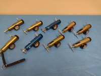 BIN OF BRASS SLEEVED 50 PSI O2 REGULATORS