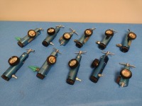 BIN OF BRASS SLEEVED 50 PSI O2 REGULATORS
