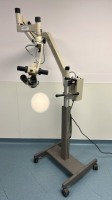 GLOBAL SURGICAL MICROSCOPE WITH M793HD HALOGENTWO SYSTEM LIGHT SOURCE, (M1010A, M1010A) EYPIECE ON ROLLING FLOOR STAND