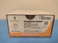 ETHICON ETHIBOND EXCEL 1, X518H GREEN, BRAIDED, NON-ABSORBABLE SUTURE. EXP. 8/31/2027 (QTY. 1)
