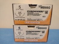 ETHICON ETHIBOND EXCEL 5, MB66G GREEN, BRAIDED, NON-ABSORBABLE SUTURE. EXP.11/30/2027 (QTY. 2)