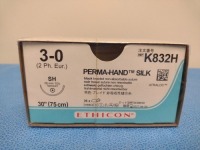 ETHICON PERMA-HAND SILK 3-0, K832H BLACK BRAIDED NON-ABSORBABLE SUTURE, EXP. 4/30/2027 (QTY. 1)