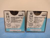 ETHICON PERMA-HAND SILK 3-0, 1684G BLACK BRAIDED NON-ABSORBABLE SUTURE, EXP. 4/30/2027 (QTY. 2)