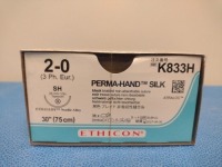 ETHICON PERMA-HAND SILK 2-0, K833H BLACK BRAIDED NON-ABSORBABLE SUTURE, EXP. 9/30/2027 (QTY. 1)
