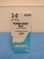 ETHICON PERMA-HAND SILK 2-0, A305H BLACK BRAIDED SUTURE, EXP. 3/31/2027 (QTY. 1)