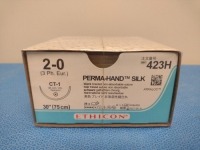 ETHICON PERMA-HAND SILK 2-0, 423H BLACK BRAIDED NON-ABSORBABLE SUTURE, EXP. 5/31/2027 (QTY. 1)