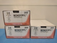 ETHICON MONOCRYL 2-0, D9639 VIOLET MONOFILAMENT SUTURE, EXP. 12/31/2026 (QTY. 3)
