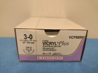 ETHICON VICRYL PLUS 3-0, VCP868H ANTIBACTERIAL, UNDYED, BRAIDED SUTURE, EXP. 4/30/2027 (QTY. 1)