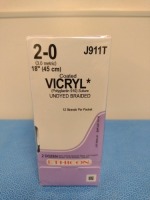 ETHICON VICRYL 2-0, J911T UNDYED BRAIDED SUTURE, EXP. 4/30/2027 (QTY. 1)