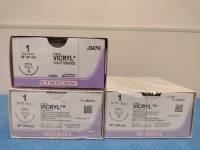 ETHICON VICRYL 1, J347H VIOLET BRAIDED ABSORBABLE SUTURE, EXP. 8/31/2026 (QTY. 3)