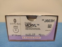 ETHICON VICRYL 0, J603H ANTIBACTERIAL, VIOLET, BRAIDED, ABSORBABLE SUTURE, EXP. 3/31/2026 (QTY. 1)