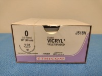ETHICON VICRYL 0, J518H VIOLET BRAIDED SUTURE WITH TAPERCUT SURGICAL NEEDLE, EXP. 6/30/2024 (QTY. 1)