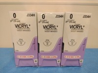 ETHICON VICRYL 0, J334H VIOLET, BRAIDED SUTURE, EXP. 8/31/2027 (QTY. 3)
