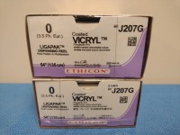ETHICON VICRYL 0, J207G VIOLET, BRAIDED ABSORBABLE SUTURE, EXP. 1/31/2027 (QTY. 2)
