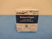 ARTHREX SUTURETAPE, AR-7502 1.3MM SUTURE WHITE/BLUE WITH NEEDLE, EXP. 2/28/2027 (QTY. 1)