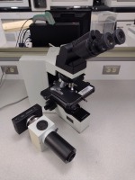OLYMPUS BX40 MICROSCOPE WITH (WH10X, WH10X) OCULAR LENS, (PLAN 40X/0.65, PLAN 4X/0.10, PLAN N 10X/0.25, PLAN 20X/NA UP U-SPT) OBJECTIVE LENS, PM-PB20 CAMERA ATTACHMENT