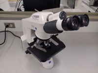 ZEISS LAB A1 AXIO MICROSCOPE WITH (E-PI 10X/20, E-PI 10X/20) OCULAR LENS, (N/NACROPLAN 50X/1, 0, A-PLAN 100X/1.25, 5X/0, 12, A-PLAN 10X/0, 25) OBJECTIVES