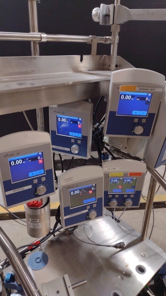 STOCKERT S5 BLOOD PERFUSION SYSTEM WITH 6 ROLLER PUMPS, TERUMO CDI 5000 ...