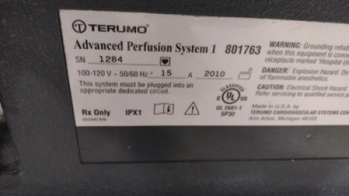 TERUMO/SARNS ADVANCED SYSTEM 1 BLOOD PERFUSION SYSTEM WITH 4 ROLLER ...