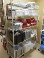 LOT OF MEDICAL SUPPLIES TO INCLUDE RACK