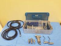 CONMED LINVATEC PRO SET WITH PRO6150 HAND HELD DRILL SET TO INCLUDE: PRO6150 HANDPIECE, MICRO 100- RECIPROCATING SAW, MICRO 100- OSCILLATING SAW, MICRO 100- DRILL, MICRO 100- SAGITTAL SAW, 4.0MM JACOBS PRO2030, 6.5MM JACOBS PRO2041