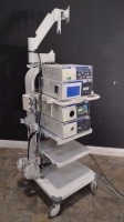 ENDOSCOPY SYSTEM TO INCLUDE: OLYMPUS UHI-4 INSUFFLATOR, OLYMPUS IMH-20 RECORDER, OLYMPUS VISERA 4K UHD OTV-S400 CAMERA BOX, OLYMPUS VISERA 4K UHD CLV-S400 LIGHT SOURCE ON STAND