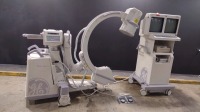 GE OEC SERIES 9800 PLUS C-ARM SYSTEM WITH 9 INCH II TO INCLUDE DUAL MONITOR WORKSTATION WITH HAND CONTROL & FOOTSWITCH (SERIAL# 89-2028) (DOM: 5/2003) WITH LASER AIMING DEVICE