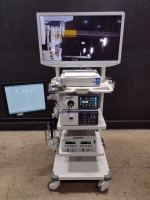 OLYMPUS ENDOSCOPY SYSTEM TO INCLUDE VISERA 4K UHD OTV-S400 CAMERA CONTROL UNIT WITH 4K CH-S400 CAMERA HEAD & COUPLER, CLV-S400 LIGHT SOURCE, IMAGE STREAM NSTREAM GX DIGITAL MANAGEMENT SYSTEM, ARTHREX AR-8300 APS II POWER CONSOLE & SONY 4K MONITOR ON CART