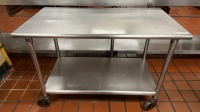 PREP TABLE WITH BOTTOM SHELF ON WHEELS, 40" X 26" X 36" LOCATED AT FACILITY