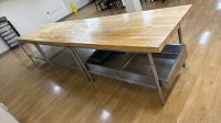 JOHN BOOS CO. WOOD BLOCK TABLES WITH BOTTOM SHELVES, 60" X 32" X 30" (QTY. 4) LOCATED AT 200 GROTON RD. AYER MA 01432