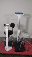 (2) SCALES AND (2) EXAM STOOLS (NO CART)