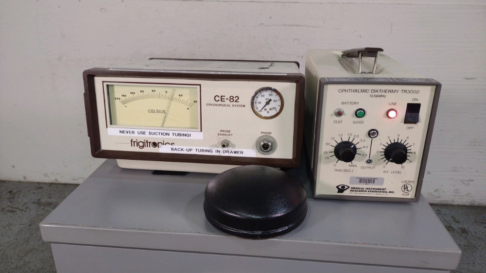 FRIGITRONICS CE-82 CRYOSURGICAL SYSTEM WITH OPHTHALMIC DIATHERMY TR3000 ...