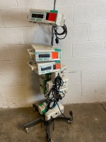 LOT OF BRAUN OUTLOOK 400ES INFUSION PUMPS ON ROLLING STAND