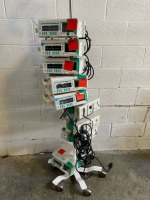 LOT OF BRAUN OUTLOOK 400ES INFUSION PUMPS ON ROLLING STAND