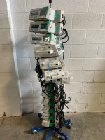 LOT OF BRAUN OUTLOOK 400ES INFUSION PUMPS ON ROLLING STAND