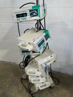 LOT OF BRAUN OUTLOOK 400ES INFUSION PUMPS ON ROLLING STAND