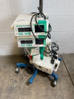 LOT OF BRAUN OUTLOOK 400ES INFUSION PUMPS ON ROLLING STAND