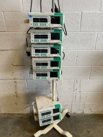 LOT OF BRAUN OUTLOOK 400ES INFUSION PUMPS ON ROLLING STAND