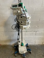 LOT OF BRAUN OUTLOOK 400ES INFUSION PUMPS ON ROLLING STAND