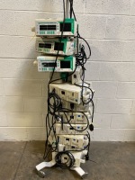 LOT OF BRAUN OUTLOOK 400ES INFUSION PUMPS ON ROLLING STAND