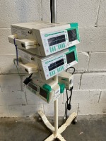 LOT OF BRAUN OUTLOOK 400ES INFUSION PUMPS ON ROLLING STAND