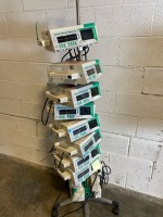 LOT OF BRAUN OUTLOOK 400ES INFUSION PUMPS ON ROLLING STAND