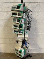 LOT OF BRAUN OUTLOOK 400ES INFUSION PUMPS ON ROLLING STAND