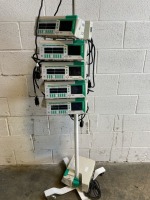 LOT OF BRAUN OUTLOOK 400ES INFUSION PUMPS ON ROLLING STAND