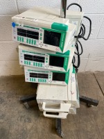 LOT OF BRAUN OUTLOOK 400ES INFUSION PUMPS ON ROLLING STAND