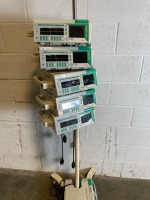 LOT OF BRAUN OUTLOOK 400ES INFUSION PUMPS ON ROLLING STAND